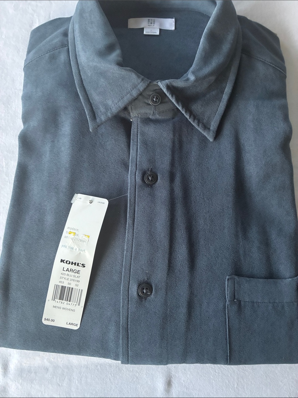 Kohl's Men's Slate Gray Lightweight Shirt Jacket